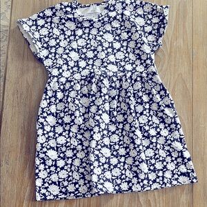 Vineyard Vines Cotton Floral Navy & White Dress, Girls Sz S (7-8)